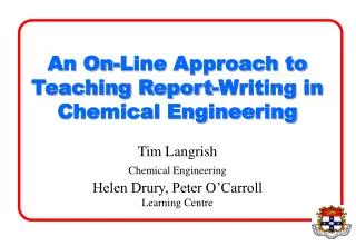 An On-Line Approach to Teaching Report-Writing in Chemical Engineering