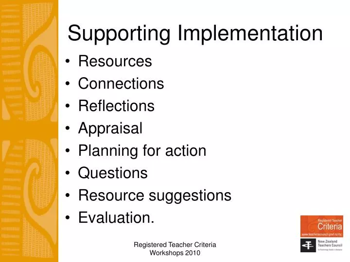 supporting implementation