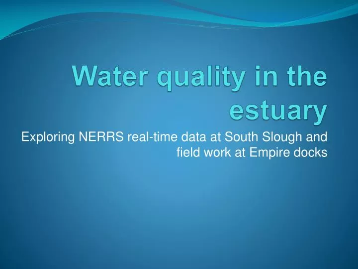 water quality in the estuary