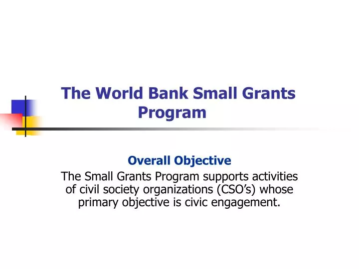 the world bank small grants program