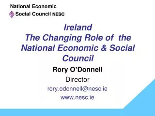 Ireland The Changing Role of the National Economic &amp; Social Council