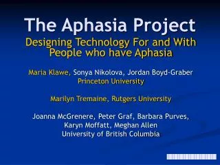 The Aphasia Project