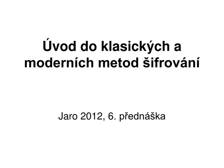 vod do klasick ch a modern ch metod ifrov n