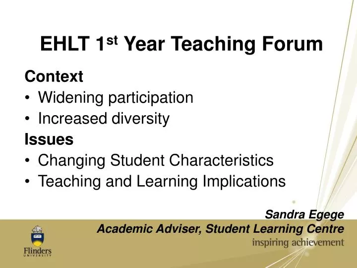 ehlt 1 st year teaching forum