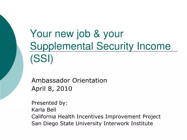your new job your supplemental security income ssi
