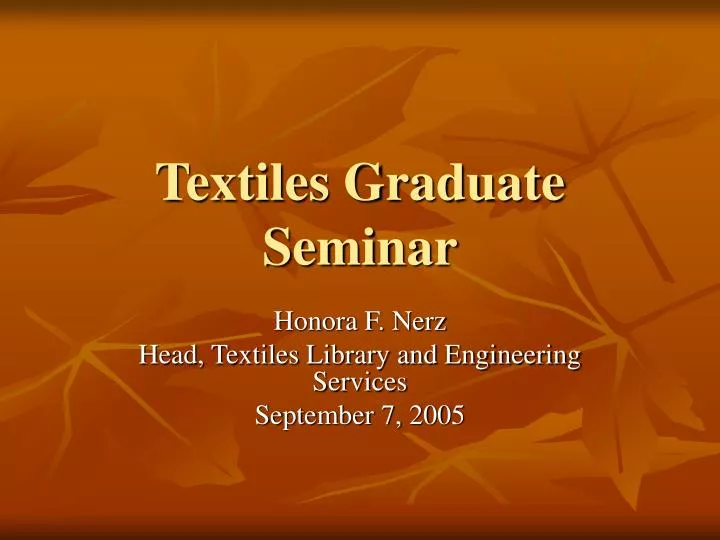 textiles graduate seminar
