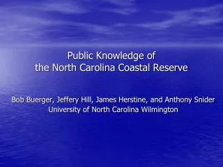 Public Knowledge of the North Carolina Coastal Reserve