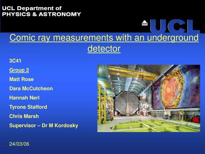 comic ray measurements with an underground detector