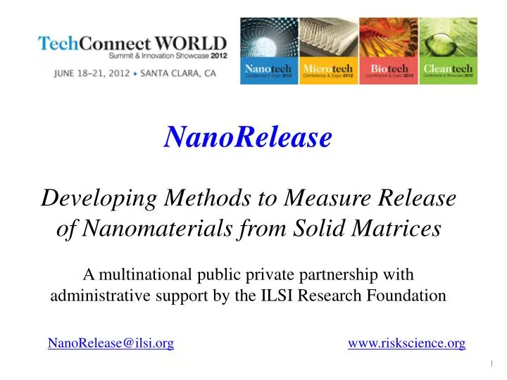 nanorelease developing methods to measure release of nanomaterials from solid matrices