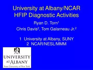 University at Albany/NCAR HFIP Diagnostic Activities