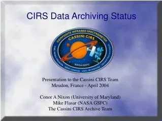 CIRS Data Archiving Status