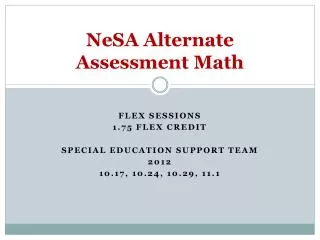 NeSA Alternate Assessment Math