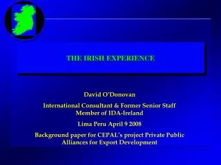 THE IRISH EXPERIENCE