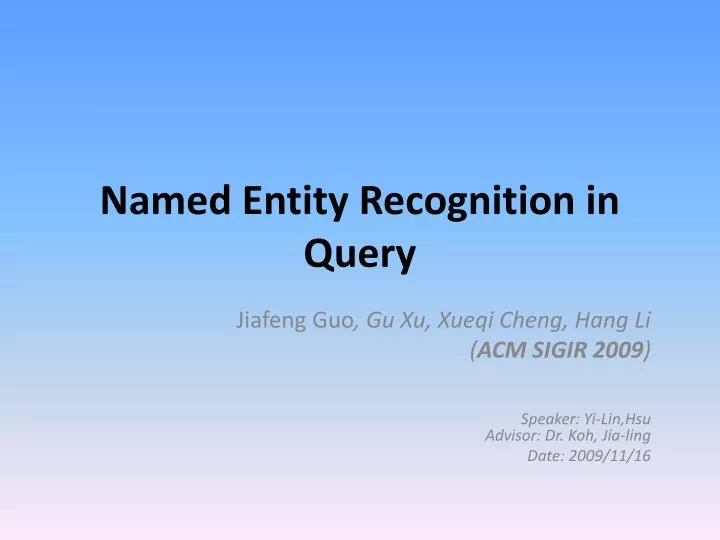 named entity recognition in query