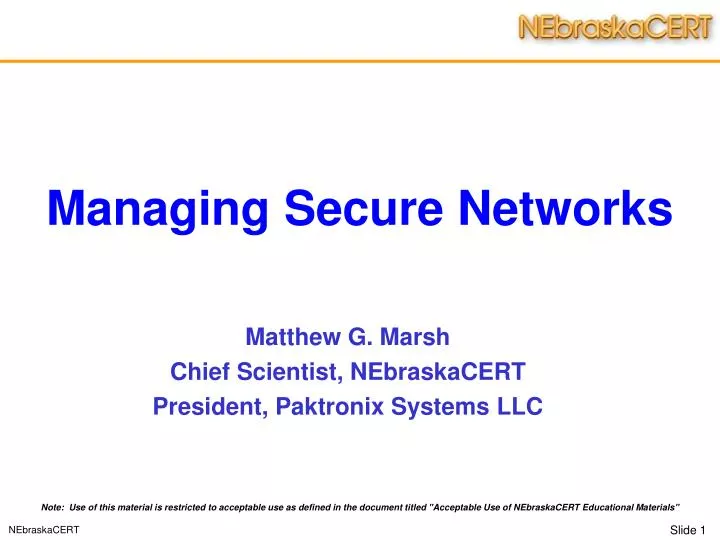 managing secure networks