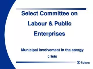 Municipal involvement in the energy crisis