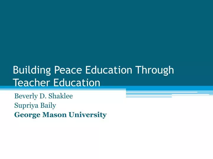 building peace education through teacher education