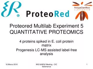 Proteored Multilab Experiment 5 QUANTITATIVE PROTEOMICS