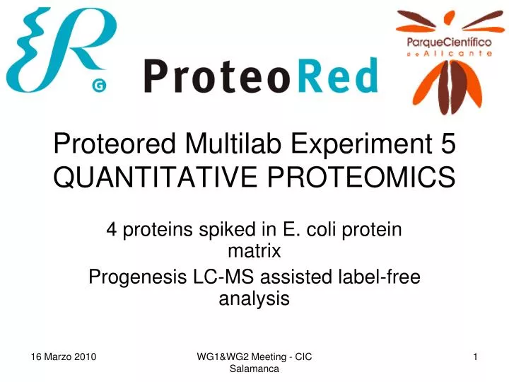 proteored multilab experiment 5 quantitative proteomics