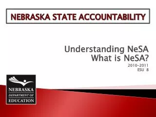 Understanding NeSA What is NeSA? 2010-2011 ESU 8