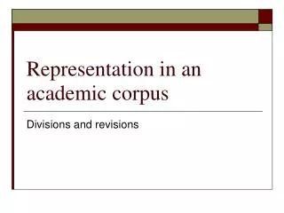 Representation in an academic corpus