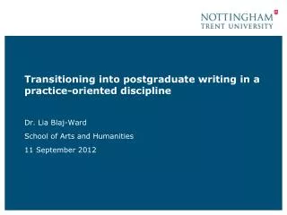Transitioning into postgraduate writing in a practice-oriented discipline