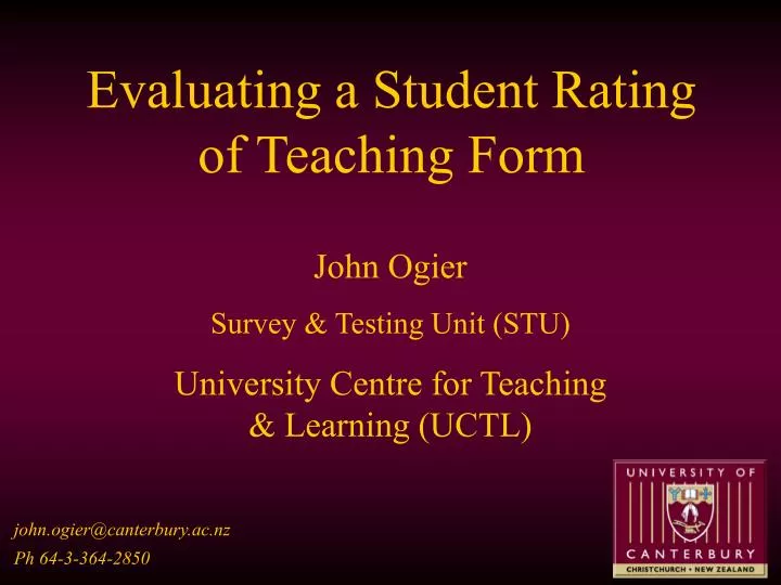 evaluating a student rating of teaching form