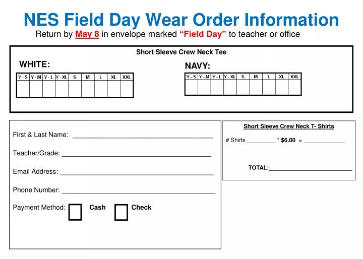 nes field day wear order information