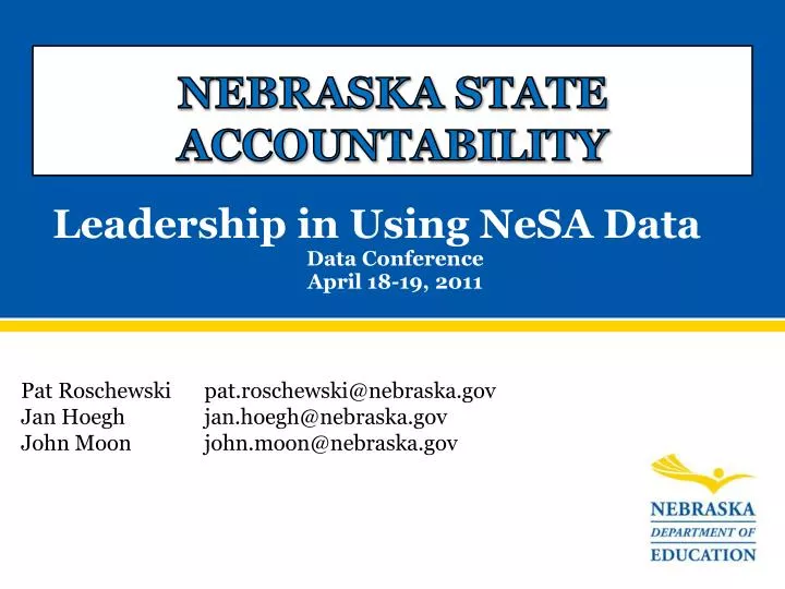 leadership in using nesa data data conference april 18 19 2011