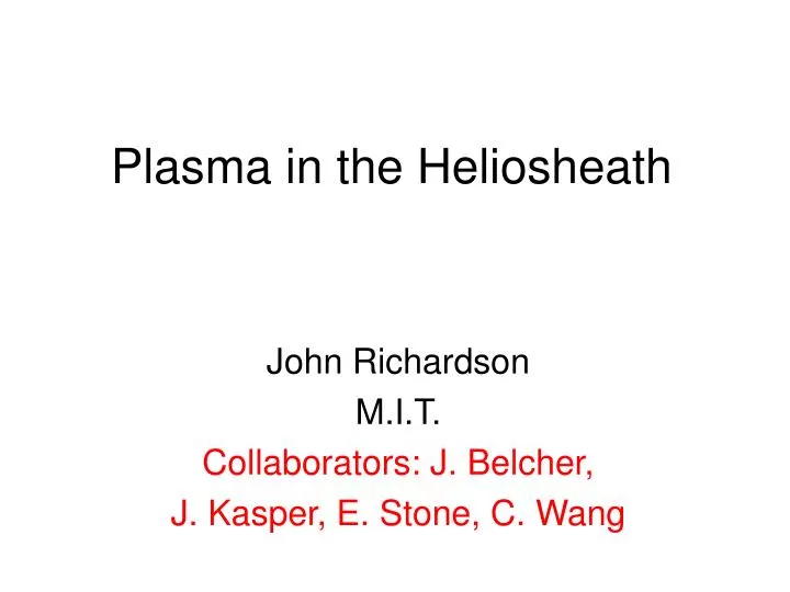 plasma in the heliosheath
