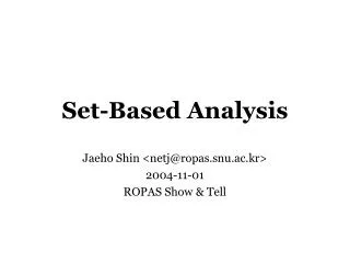 Set-Based Analysis