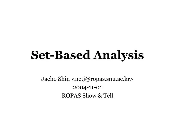 set based analysis