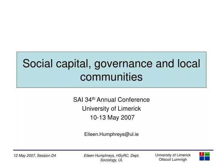 social capital governance and local communities