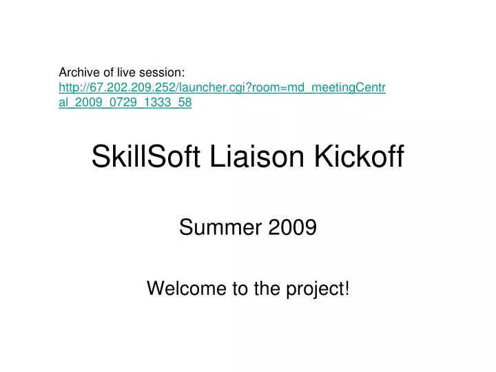 skillsoft liaison kickoff