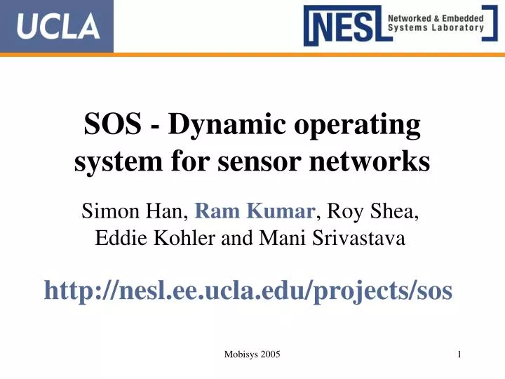 sos dynamic operating system for sensor networks