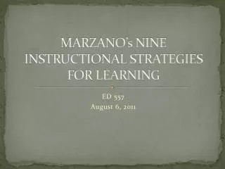 marzano s nine instructional strategies for learning