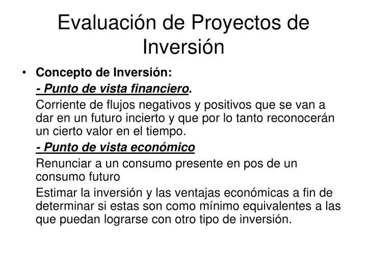 evaluaci n de proyectos de inversi n