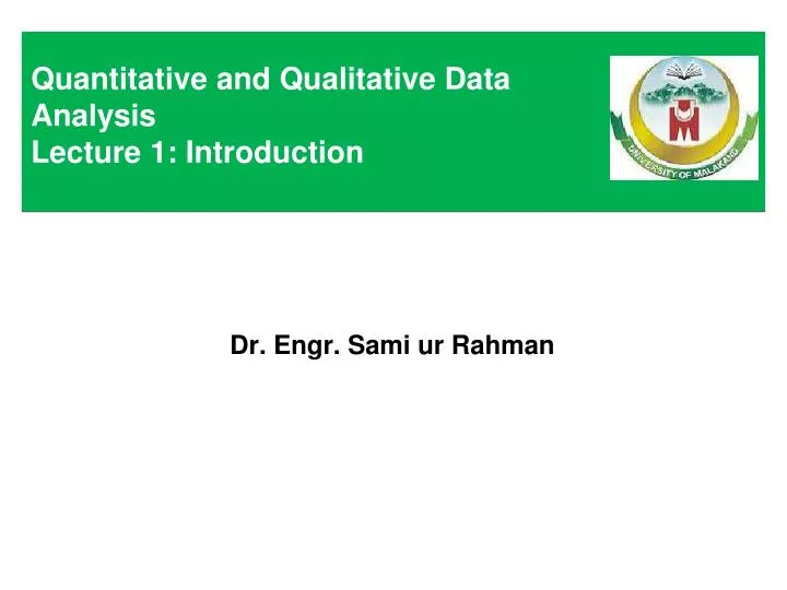 quantitative and qualitative data analysis lecture 1 introduction