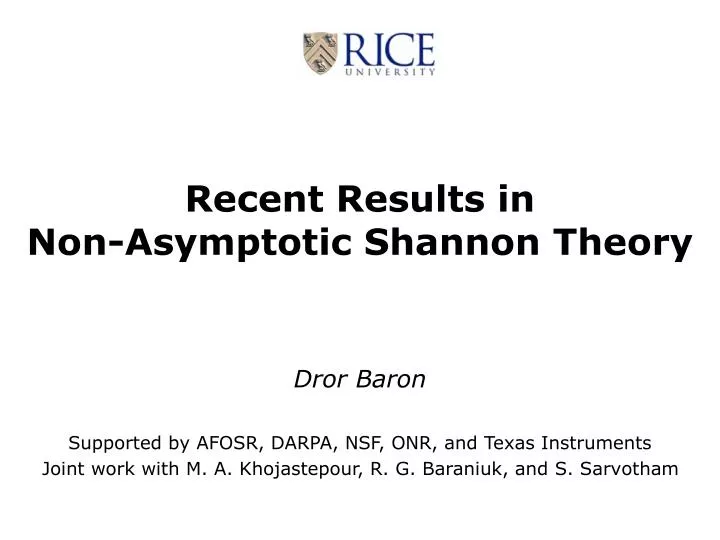 recent results in non asymptotic shannon theory