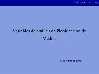 variables de an lisis en planificaci n de medios