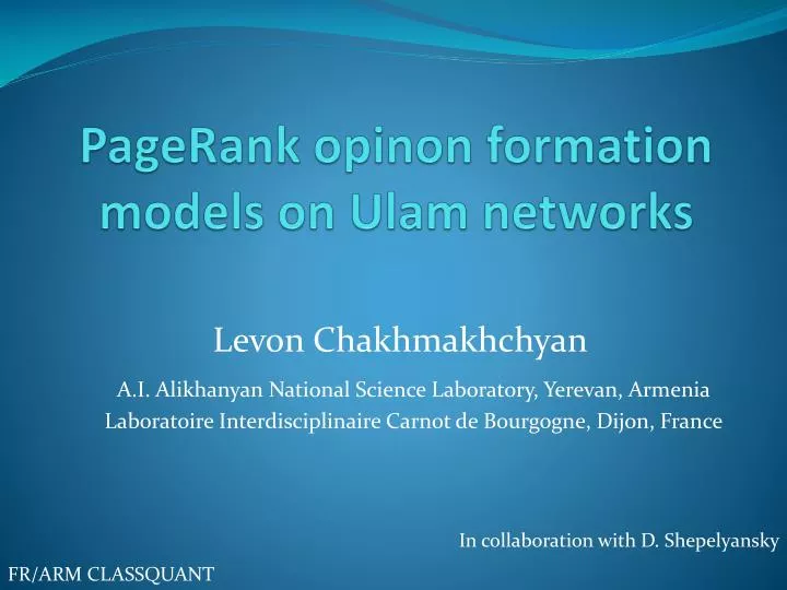 pagerank opinon formation models on ulam networks