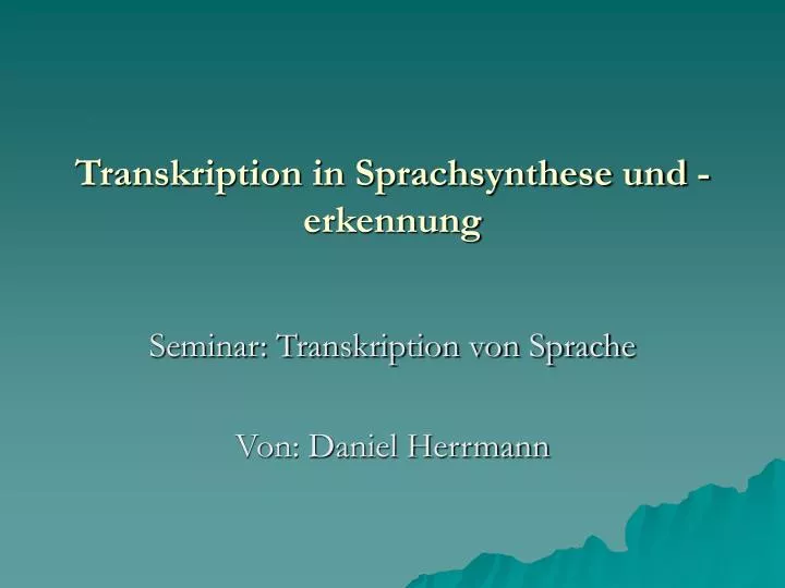 transkription in sprachsynthese und erkennung