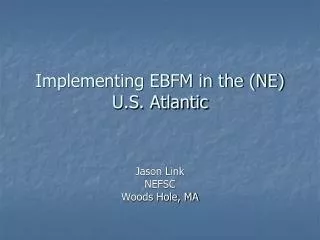 Implementing EBFM in the (NE) U.S. Atlantic