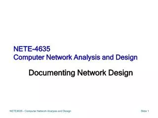 NETE-4635 Computer Network Analysis and Design