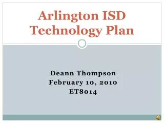 Arlington ISD Technology Plan