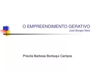 o empreendimento gerativo jos borges neto