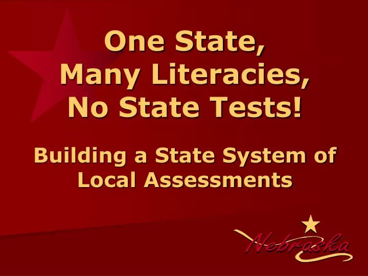 one state many literacies no state tests building a state system of local assessments