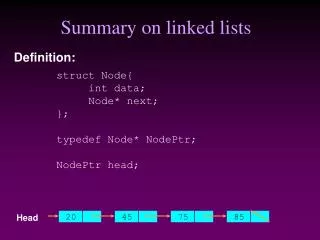 Summary on linked lists