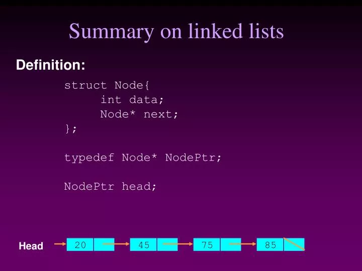 summary on linked lists