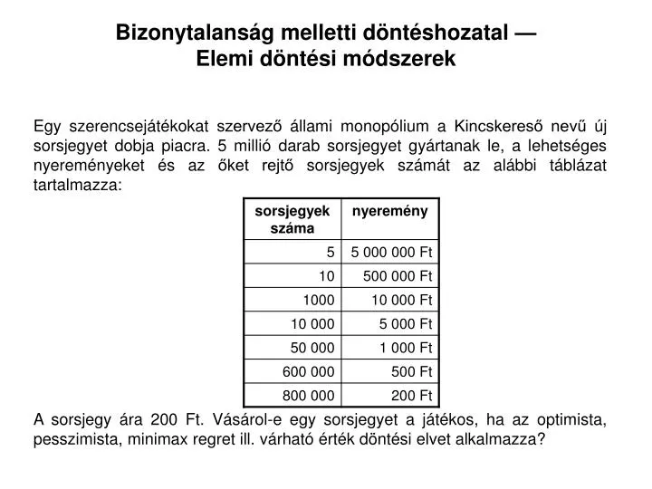 bizonytalans g melletti d nt shozatal elemi d nt si m dszerek